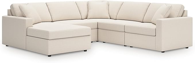 Signature Design by Ashley Casual Modmax Stain Resistant U-Shape Right-Arm Facing 5-Piece Sectional with Chaise and Reversible Cushion, Beige