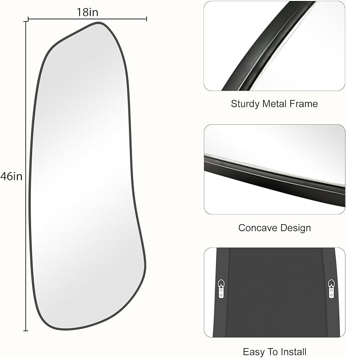 WallBeyond Irregular Wall Mirror, Asymmetrical Mirror Wall Mounted with Black Framed for Living Room, Bathroom, Bedroom, Entryway Wall Decor, 46"×18", Black - Image 4