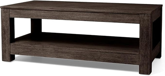 Maven Lane Paulo Coffee Table – 18 Inch Rectange Table with Storage – Brown Solid Wood – Ideal for Living Room and Lounge