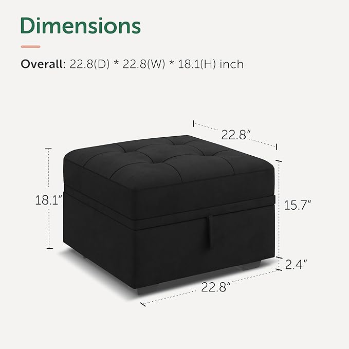 HONBAY Modular Sectional Sleeper Sofa with Pull Out Bed, Ottoman for Sectional Couch, Black
