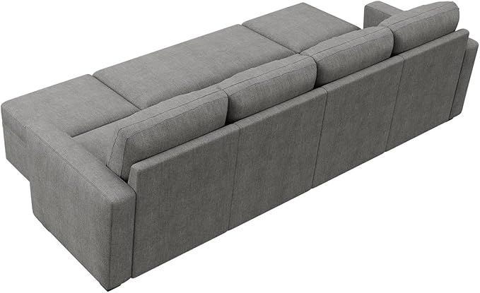 HONBAY Modular Sectional Sleeper Sofa Bed, Chenille Pull Out Couch with Storage Ottoman, U Shaped Sectional Couches for Living Room, Warm Grey