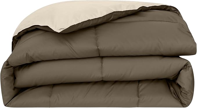 Modern Threads Down Alternative Reversible Comforter Taupe/Champagne King
