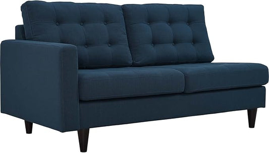 Modway Empress Mid-Century Modern Upholstered Fabric Left-Facing Loveseat In Azure