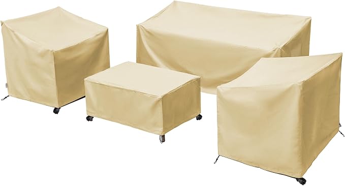 Patio Furniture Covers,Outdoor Furniture Cover Waterproof,Patio Furniture Set Covers for 4 Piece Outdoor Conversation Set,Patio Covers Set X-Large (Beige) by BANER+GARDEN