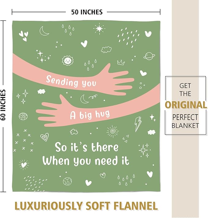 Afterprints Get Well Gifts for Women Men, Hug/Healing Blanket, Thinking of You/Cancer Care/Sympathy/After Surgery Gifts for Friends, Sister, Coworkers, Soft Throw Blankets 50'' x 60''