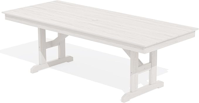 SERWALL Outdoor Large HDPE Dining Table, 84" Rectangular Dining Table for 6-8 Person, All Weather HDPE Outdoor Furniture for Backyard, Garden, White by SERWALL