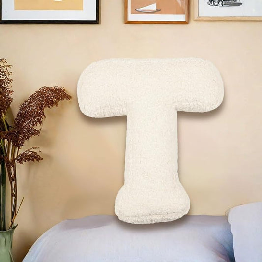 Letter Plush Pillow, Letter Hugging Throw Pillows, Decorative Initial Letter Shaped Throw Pillows for Bed Couch, Letter Pillows English Alphabet A to Z for Sofa Bedroom Living Room Decor (T)