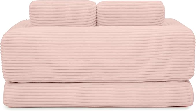 Foldable Boneless Love Seat Couches in a Box, Modern Floor Foam Sleeper Sofa Bed 2-in-1 Convertible Cloud Sofa for Home Apartments Bedroom