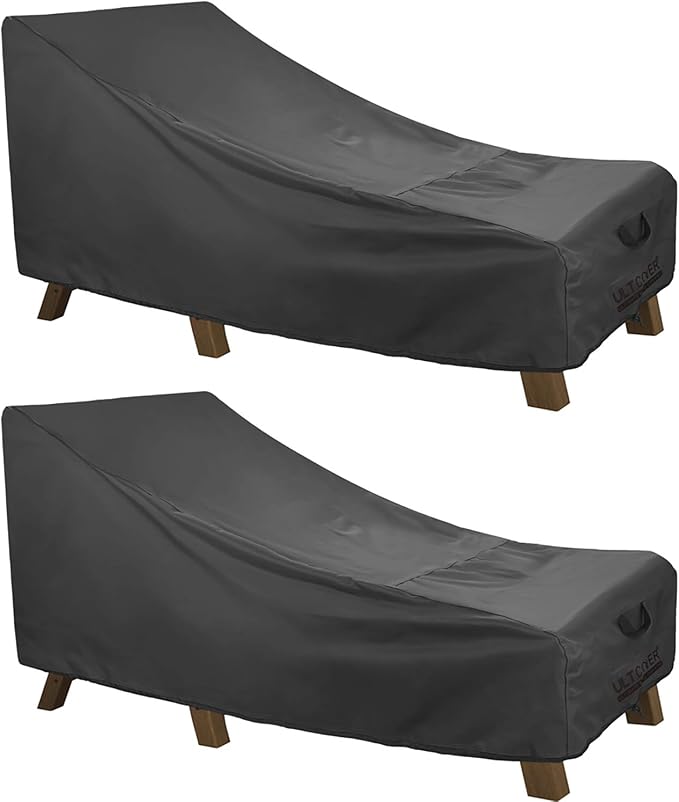 ULTCOVER Waterproof Patio Lounge Chair Cover Heavy Duty Outdoor Chaise Lounge Covers 2 Pack - 68L x 30W x 30H inch, Black by ULTCOVER