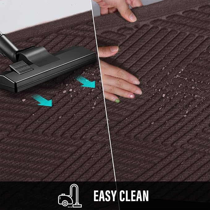 HIYARD Sturdy Front Door Mat, Absorbent Muddy Dirt Resist Welcome Door Mats Outdoor Indoor, Stain and Fade Resistant, Non-Slip Rubber Backing Low Profile Doormat for Entryway, 36×24, Coffee - Image 7