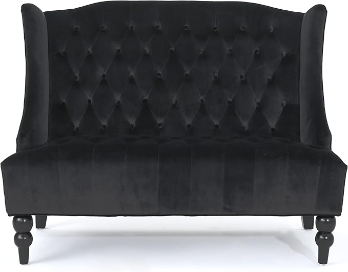 Merax Loveseat Sofa, Classic 2 Seater Couch for Living Room Bedroom Office, Black