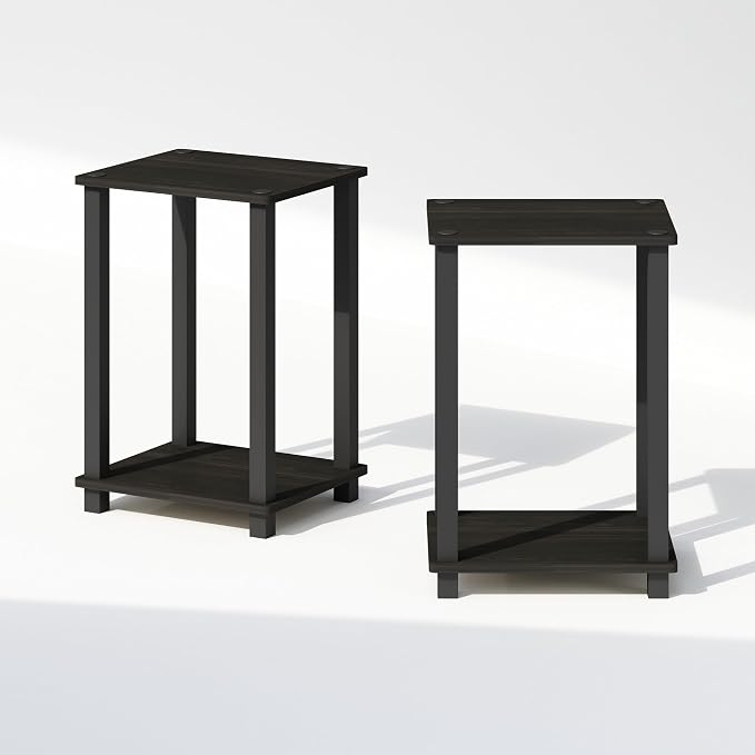 Furinno Simplistic Night Stand Set of 2, 2-Tier Small Nightstand with Open Shelf, Toolless Bedside Table, End Table, Side Table, for Bedroom, Closet, Dorm, Espresso - Image 6
