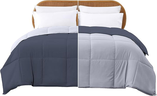 Modern Threads Down Alternative Reversible Comforter Denim/Cloud Blue Queen