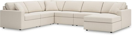 Signature Design by Ashley Casual Modmax Stain Resistant U-Shape Left-Arm Facing 6-Piece Sectional with Chaise and Reversible Cushion, Beige