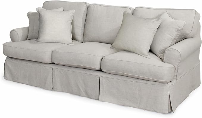 Sunset Trading Horizon Slipcovered Sofa, 85", Light Gray