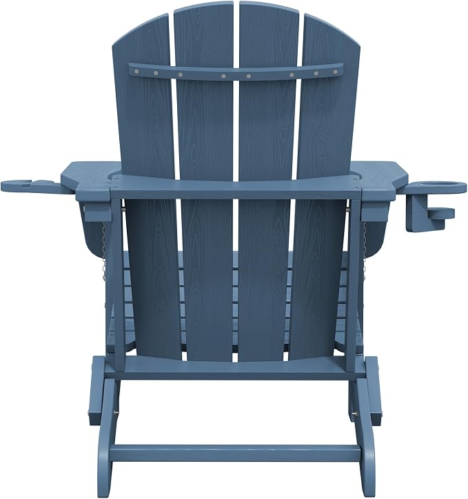 SERWALL Folding Adirondack Chair, HDPE Adirondack Chairs, Plastic Outdoor Chairs- Looks Exactly Like Real Wood- Navy - Image 13