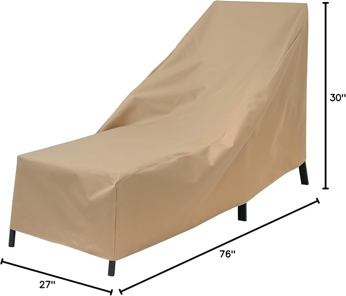 MODERN LEISURE Basics Patio Chaise Lounge Chair Cover - Weather-Resistant Fabric - Furniture Protection Perfect for Patio, Deck, and Porch - 76" L x 27" W x 30" H - Khaki - 4-Pack - 2023 Model - Image 7