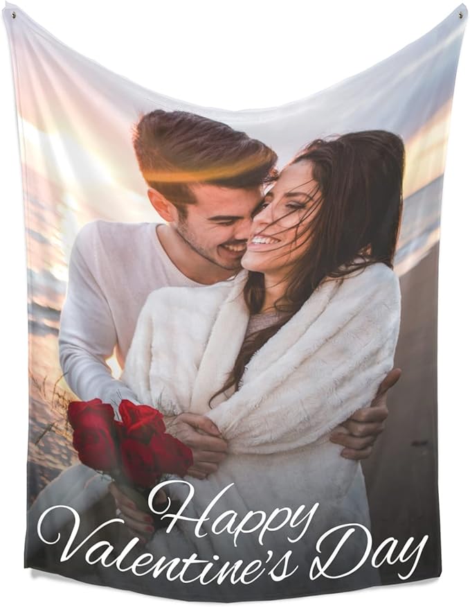 Printwoo Custom Blankets with Photo, Personalized Photo Blanket, Customized Blankets with Picture, Personalized Gifts for Women Men, Mom Gift for Mothers Day