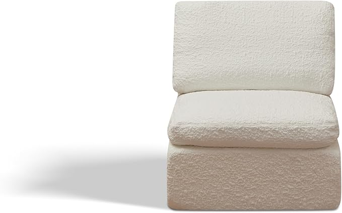 110" Cloud Sectional Couches for Living Room, Convertible L Shape Boneless Couch Chenille Fabric with Ottoman, 3 Seater Modular Sectional Sofa No Assembly Required, White