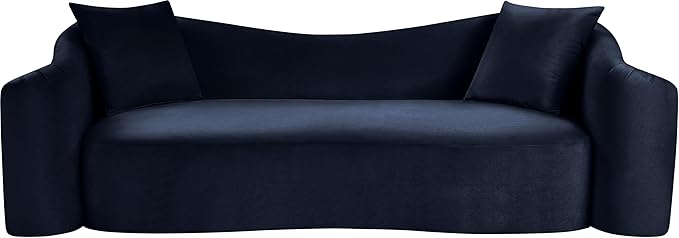 Meridian Furniture 44052Navy-S Destin Collection Modern | Contemporary Sofa with Ultra Luxe Navy 460 GSM Velvet, Rich Curves, 91" W x 34.5" D x 31" H, Navy