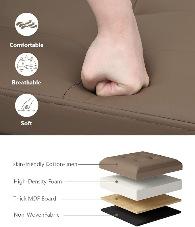 OS MOTOR Folding Storage Ottoman Bench, Multi-Functional Ottoman Foot Rest, End of Bed Bench, Storage Chest for Living Room, Bedroom, Hallway, Entryway, Holds Up to 600 lbs (Brown, 30 Inches) - Image 6