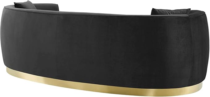 Modway EEI-3408-BLK Resolute Curved Performance Velvet Sofa, Black