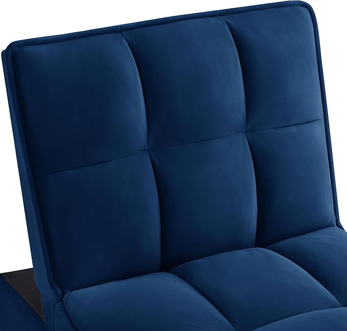 Ball & Cast 4 in 1 Convertible Sleeper Chair, Velvet Single Sofa Bed with Side Pockets,Pull Out Couch with Adjustable Backrest and Pillow, Multi-Function Chaise Lounge for Livingroom,Navy