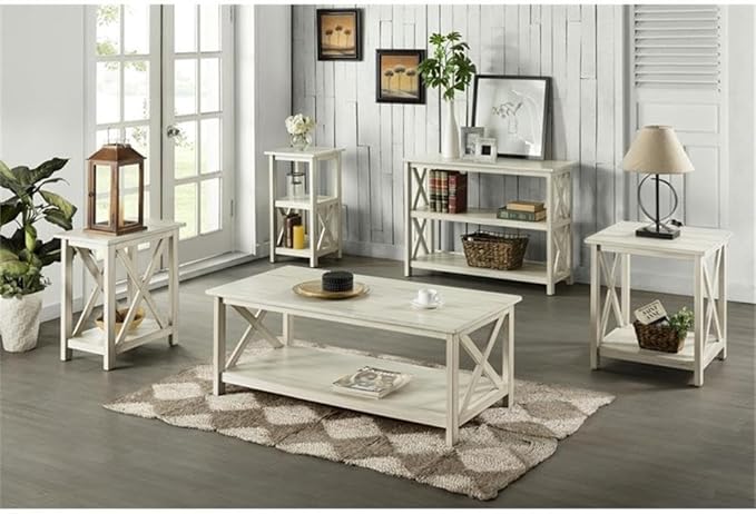 Boraam Jamestown End Table, Antique White