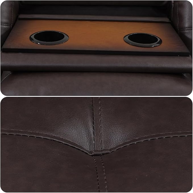 L Shape Sectional Couch with Chaise, 97.5 Inch Modular Sofa with Cup Holders, Sectional Couches for Living Room, Ergonomic Reclined Backrest, for Office and Small Apartment, Brown