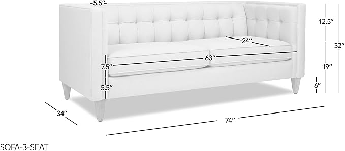 Jennifer Taylor Home James 74" Modern Tuxedo Sofa, Sky Neutral Beige Polyester