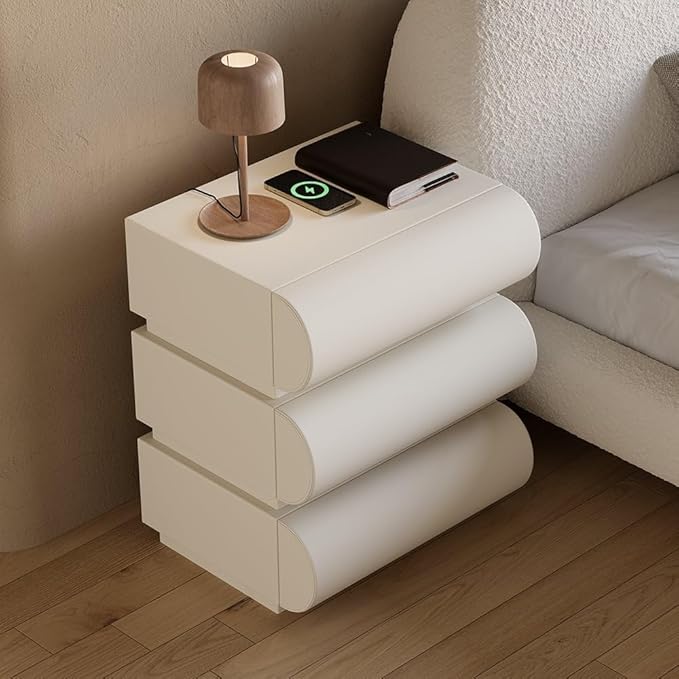 homary 3 Pieces Bedroom Sets, King Size Upholstered Bed with 2 Leather Nightstands – Modern Bedroom Set with Wireless Charging & USB Ports, 2 Drawer Storage Nightstands