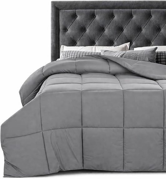 LUX Décor King Comforter – 102x90 Ultra-Soft Down Alternative Duvet Insert with Corner Tabs & Box Stitching, Hotel Quality Plush Microfiber Bedding, Oeko-TEX Certified - Grey
