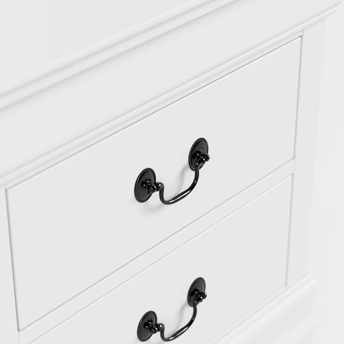 Furniture of America Arabella Traditional Solid Wood Nightstands Set of 2, Bedside Table with Drawers and Antique Nickle Handles, No Assembly Wooden Night Stands for Bedrooms, Guest Room, Dorm, White - Image 9