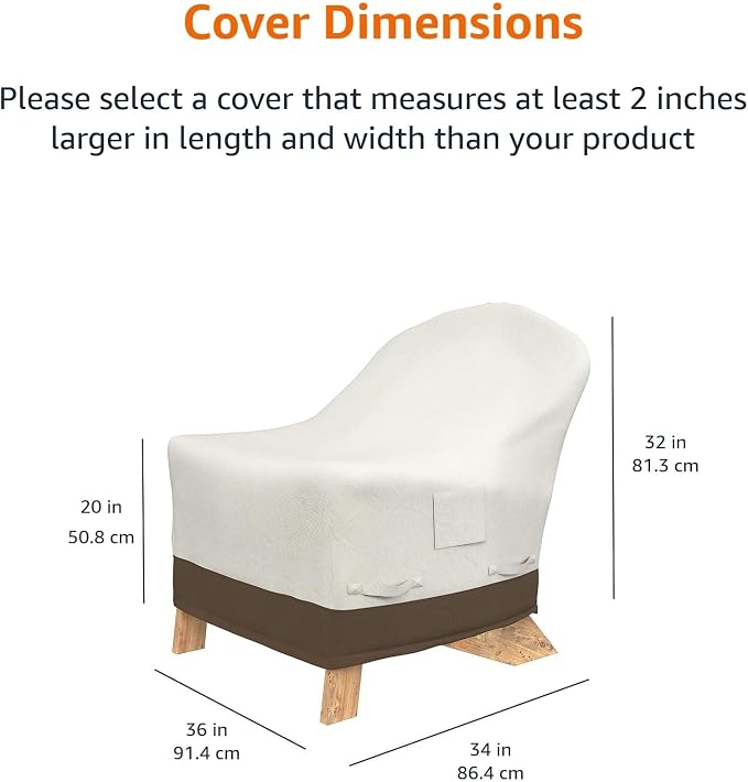 Amazon Basics Outdoor Patio Furniture Cover For Adirondack Chair, Waterproof, Anti-UV, Weather Resistant, All Weather Protection, Beige/Tan - Image 5