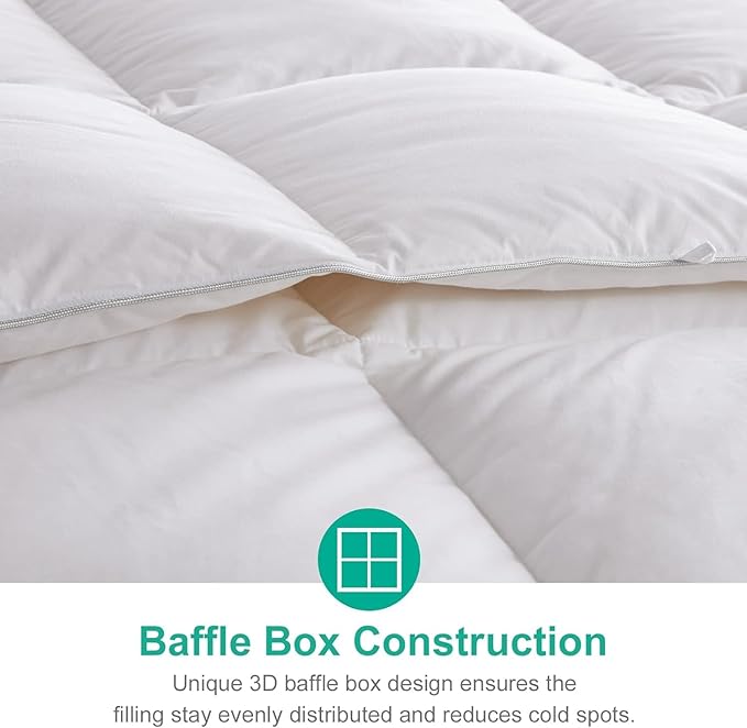 APSMILE All Season Down Feather Fibers Comforter King Size - Ultra-Soft High Fill-Power Hotel Collection Duvet Insert, Fluffy Medium Warm Quilt Comforter with Corner Tabs(106x90, White)
