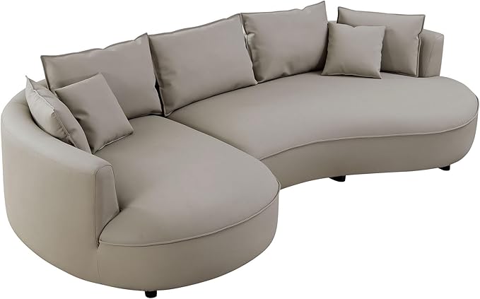 ERYE Luxury Curved Upholstered Sectional Sofa for Living Room, 129" Oversized Unique Curved Leisure Sofa Couch with Left Facing Chaise Lounge & 7 Pillows for Home Apartment