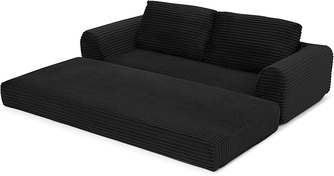 Foldable Boneless Love Seat Couches in a Box, Modern Floor Foam Sleeper Sofa Bed 2-in-1 Convertible Cloud Sofa for Home Apartments Bedroom