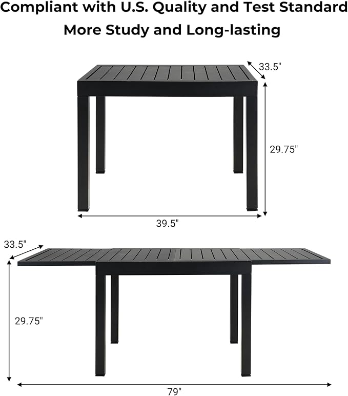 Grand patio 5-Piece Outdoor Dining Set for 4 with 1 Rectangle Expandable Table for 4-6 Person, Metal Woven Wicker Fixed Patio Chairs with Thickened Cushions for Yard, Poolside (Natural) - Image 5