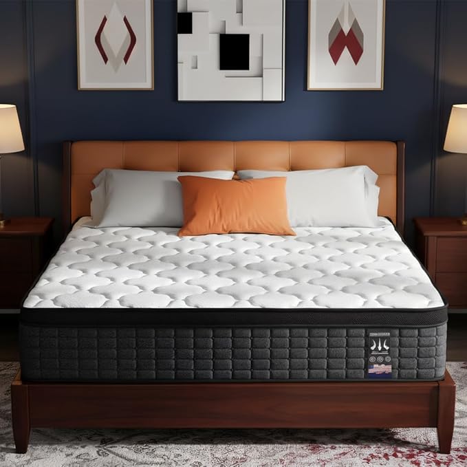 Twin Mattress 14 Inch, Hybrid Mattress in a Box, Memory Foam Mattress with Pocket Spring, Soft & Comfortable Medium Firm, Motion Isolation, Pressure Relief, CertiPUR-US Certified