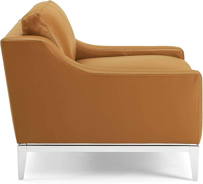 Modway Harness Stainless Steel Base Leather Armchair, Tan