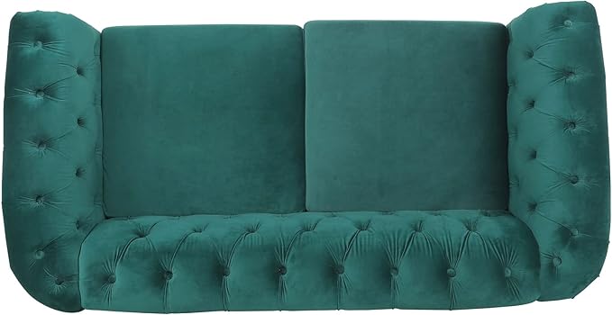 LEVNARY Velvet Sofa, Chesterfield Tufted Upholstered 2 Seater Couch, Modern Loveseat Couch Classic Furniture for Living Room Bedroom (Green)