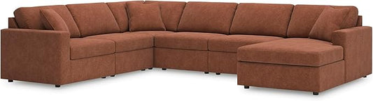 Signature Design by Ashley Casual Modmax Stain Resistant U-Shape Left-Arm Facing 6-Piece Sectional with Chaise and Reversible Cushion, Orange