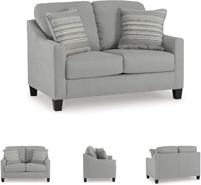 Signature Design by Ashley Adlai Casual Loveseat with 2 Toss Pillows, Light Gray