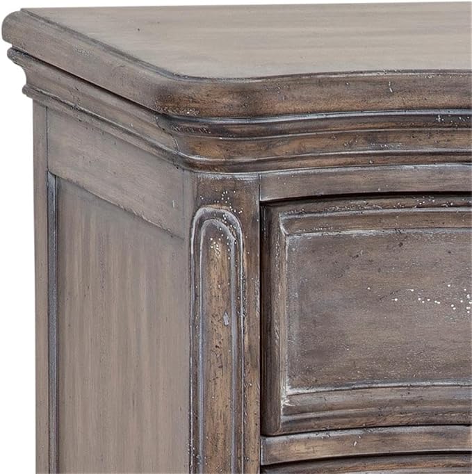 Pemberly Row Contemporary 3-Drawer Nightstand, Distressed Antique Gray Finish, Rubberwood Solids and Mahogany Veneer, 32" W x 17" D x 29.75" H, Felt Lined Drawer, Bedroom Bedside Storage - Image 6
