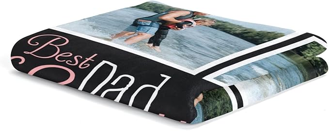 Printwoo Gifts for Dad Custom Blankets with Photos Personalized Photo Blankets with Picture for Dad, Customized Throws Blanket for Fathers Day Plush Best Daddy Ever Family Husband Men Birthday