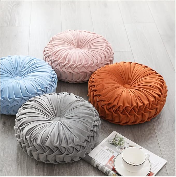 Baiyuruodie Round Velvet Pillow, Sofa Bed Bedroom Decorative Throw Pillow (38cm, Navy Blue)