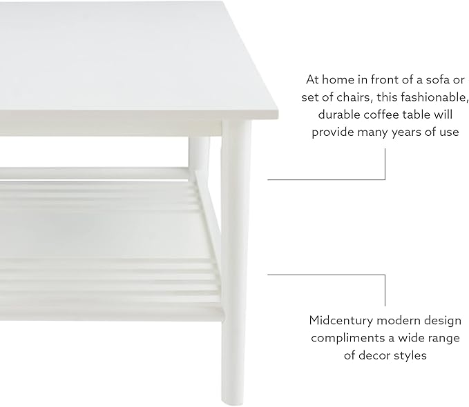 Melissa White Mid Century Coffee Table by Linon