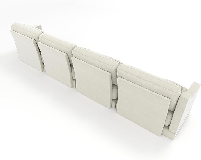 Ball & Cast 141.7" Modular Sofa Couch with Deep Seat Chenille Sofa and Wide Armrest, Modern Comfy 4-Seater Couch for Living Room, Office, Apartment, Easy to Assembly, Beige