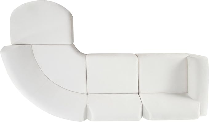 Merax Modern Curved Sectional Sofa with Ottoman, Couch 4-Piece Set High-Density Compressed Sponge, Fully Assembled, Right Hand Facing, Plush Deep Seat for Living Room, Lounge, Apartment, Beige