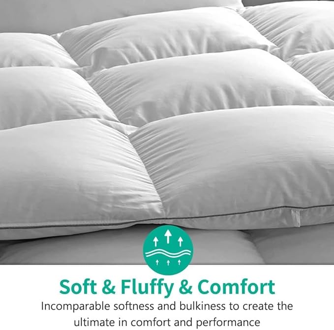 APSMILE Lightweight All-Season Down Feather Fibers Comforter Queen/Full Duvet Insert for Hot Sleepers/Warm Weather- Ultra-Soft High Fill-Power Hotel Collection Comforter, Thin Light Warmth(90"x90")